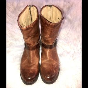 Frye Moto Booties Brown